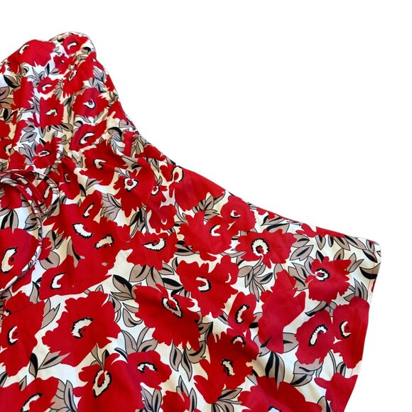 Grace Willow Floral Print Strapless Dress Mini Date Night Flowy Red White Sz 4 - Picture 6 of 13